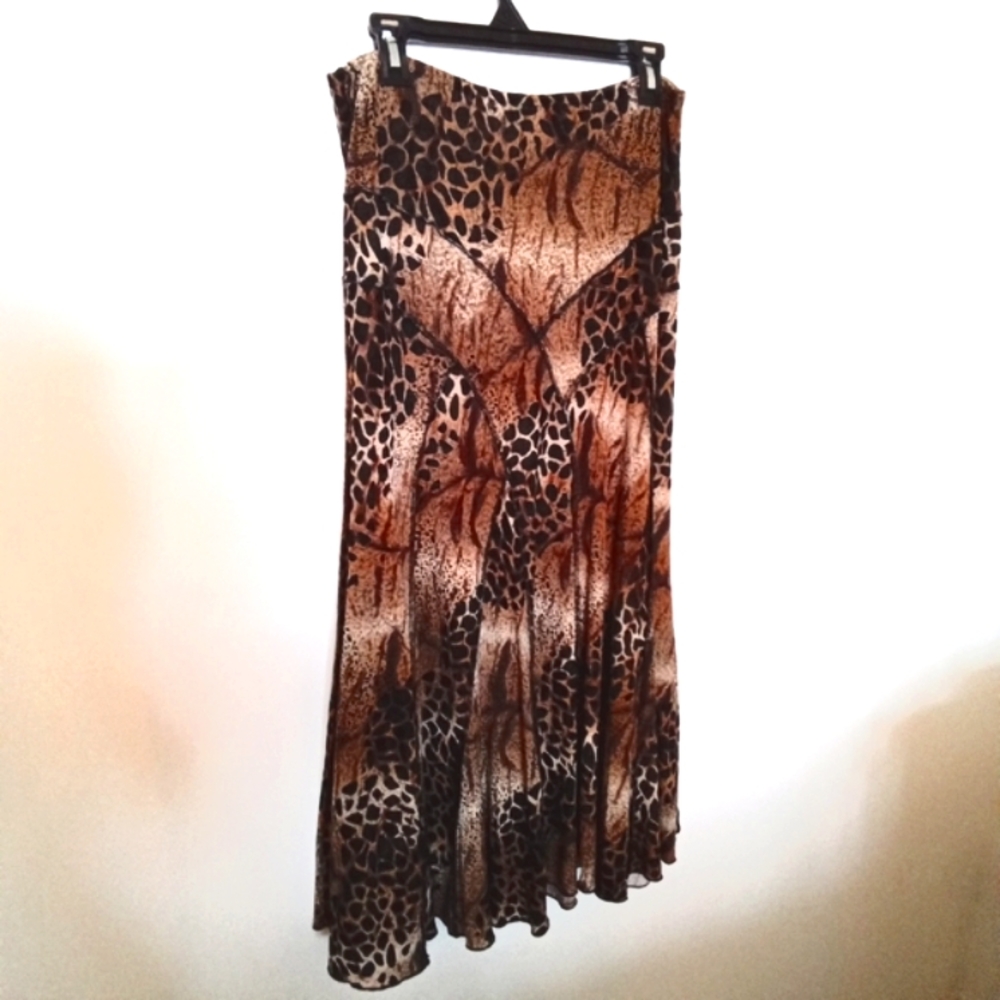 Joseph Ribkoff Women's Brown & Caramel Animal Print Maxi Skirt Size Medium